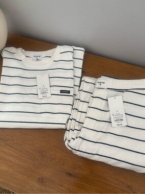 Parker x Target White and Navy Striped Set